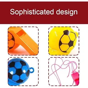 Sports Whistle Plastic Solid Colour Soccer Theme Ball Design 12pack