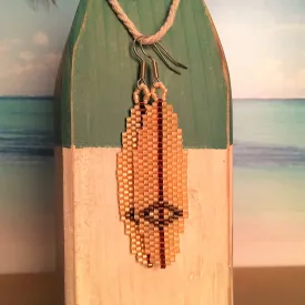 Surfboard Earrings in a Longboard Classic Tan with Bronze Diamond