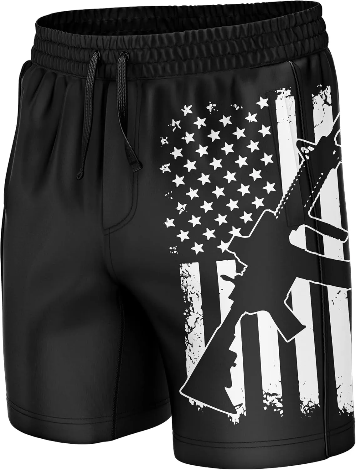 Tactical Pro Supply USA Patriotic Mens Fleece Shorts, Decorated in The USA, Made with 100% Cotton Fleece Material Quick Dry