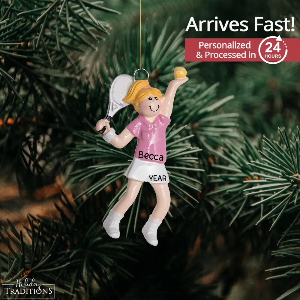 Tennis Girl Personalized Ornament - Blonde
