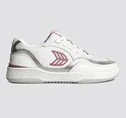 UBA White Leather and Suede Blush Pink Logo Silver Accents Sneaker Women