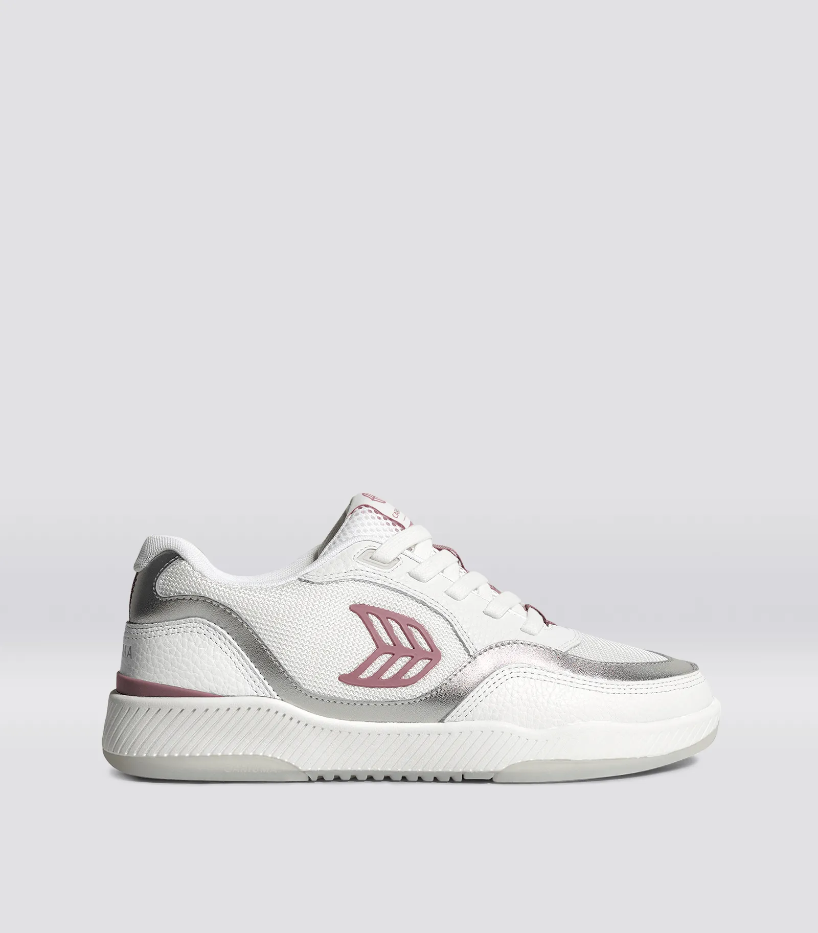 UBA White Leather and Suede Blush Pink Logo Silver Accents Sneaker Women