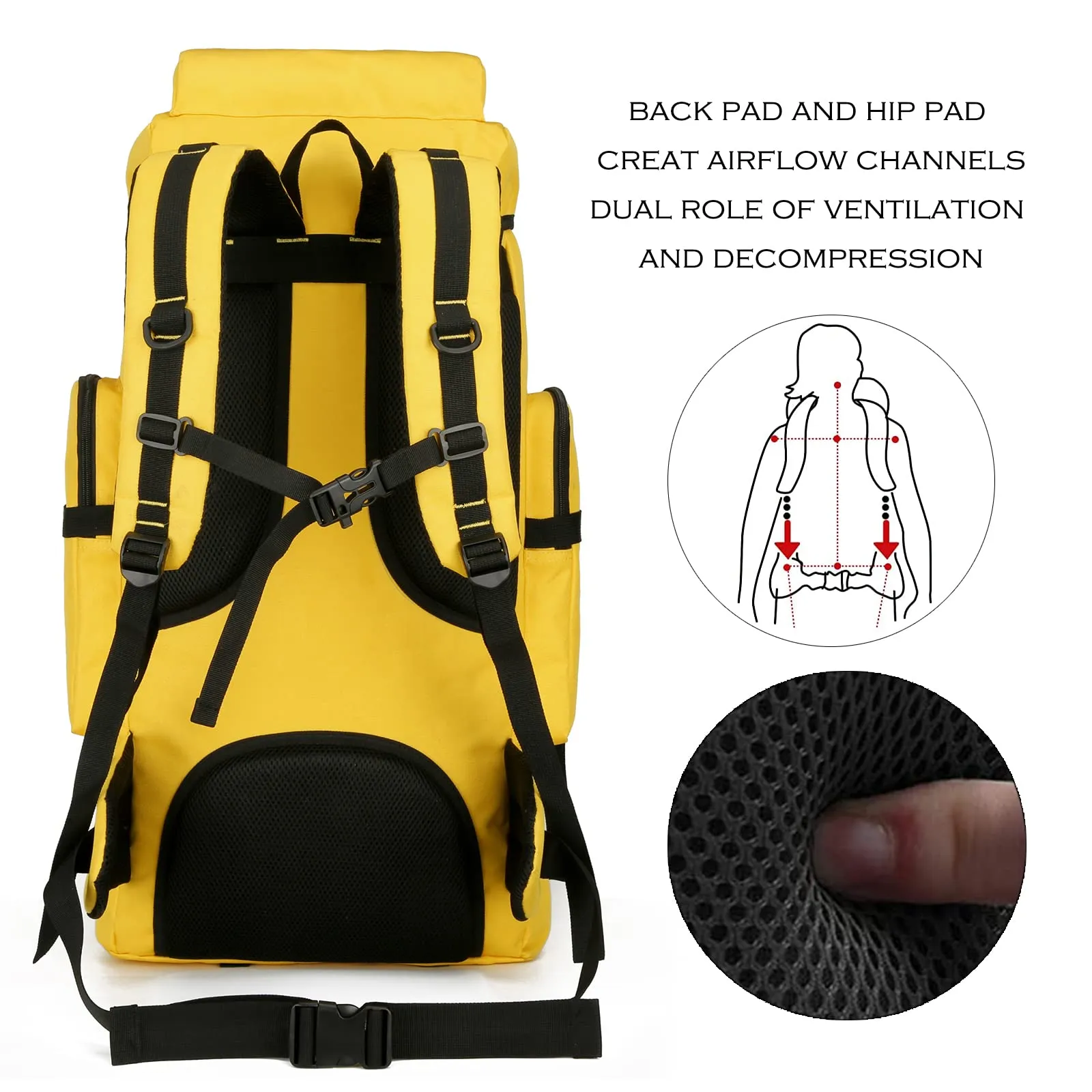 W WINTMING Hiking Backpack for Men 70L Camping Backpack Military Rucksack Molle 3 Days Assault Pack for Climbing