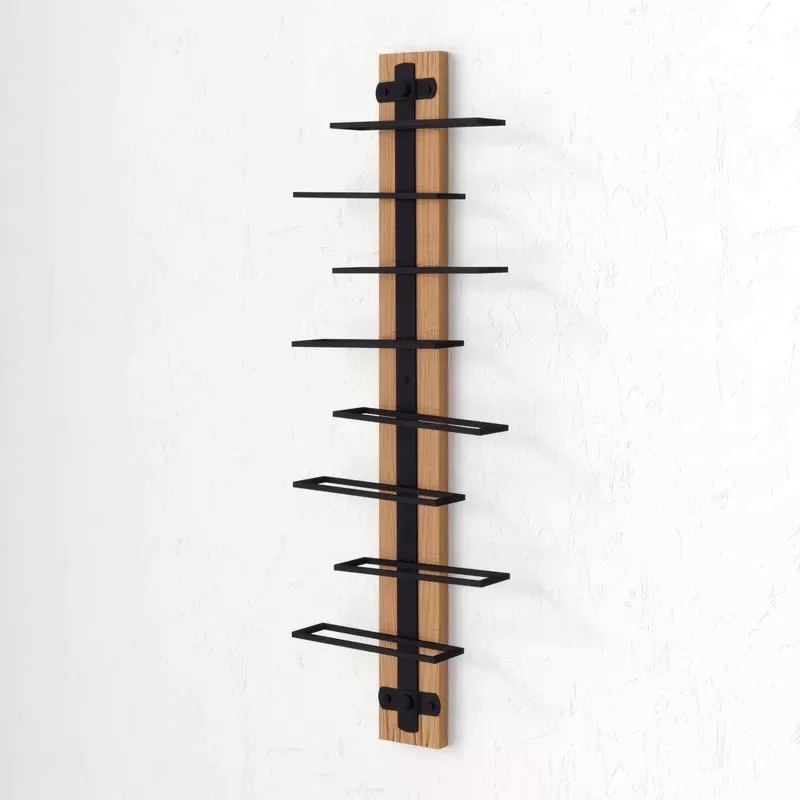 Wall Mounted Wine Bottle Rack in Brown/Black