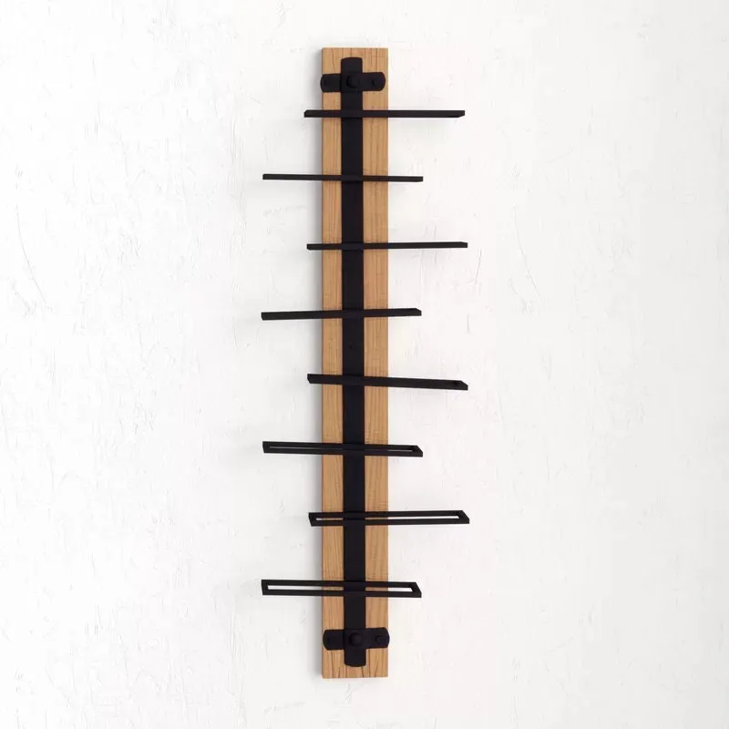 Wall Mounted Wine Bottle Rack in Brown/Black